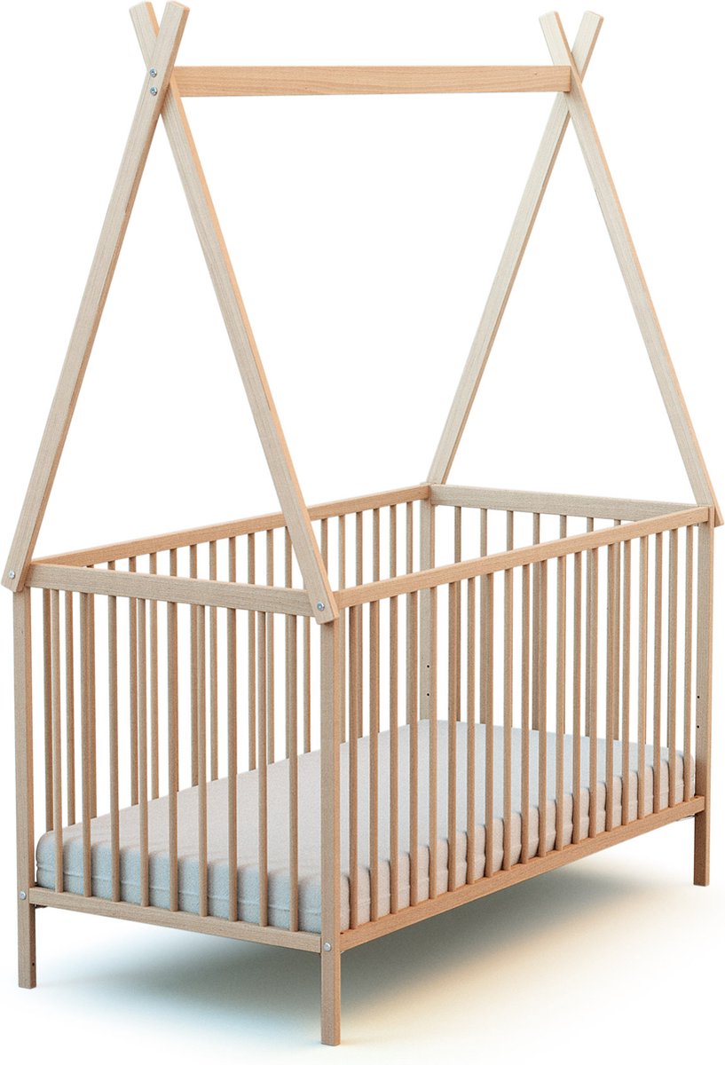 WEBABY - Babybedje Tipi 70 x 140 cm ruwe beuk