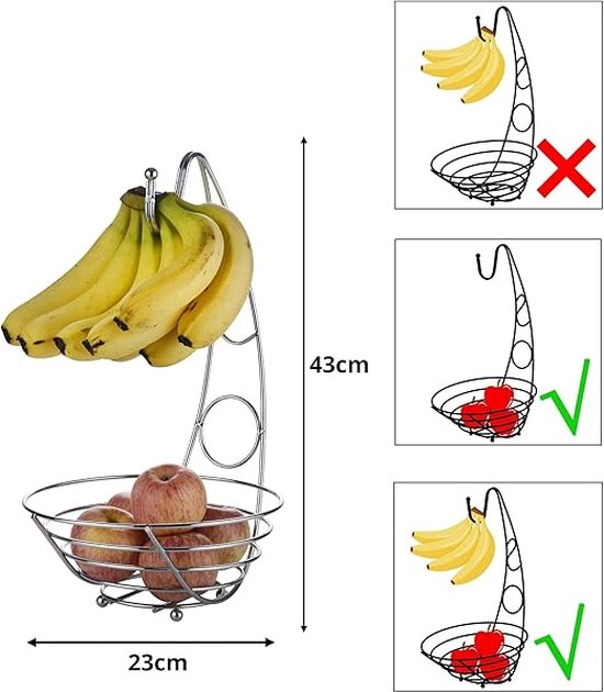 Fruitmanden, groenten en fruit, opvouwbaar, afneembaar, met 6 haken