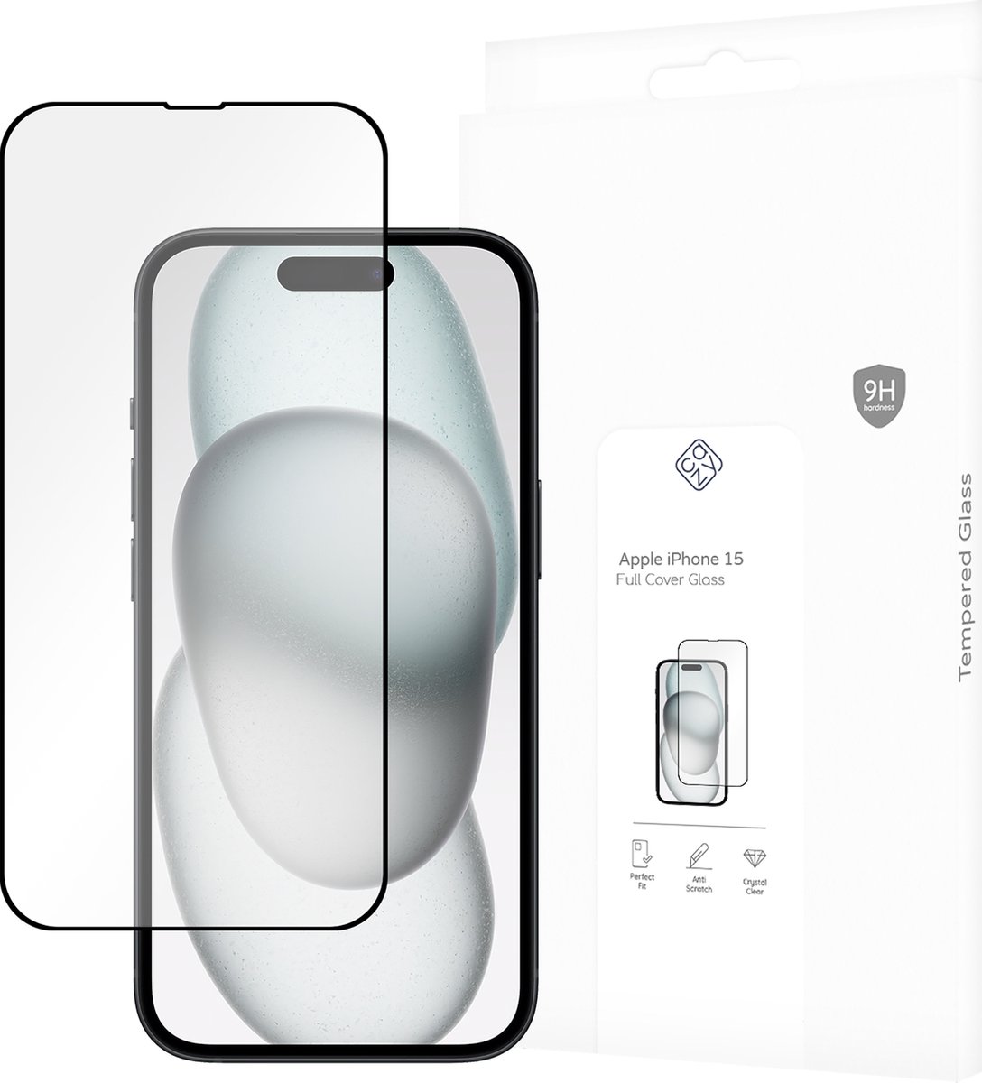Cazy screenprotector geschikt voor iPhone 15 - Screenprotector Full Cover Gehard Glas