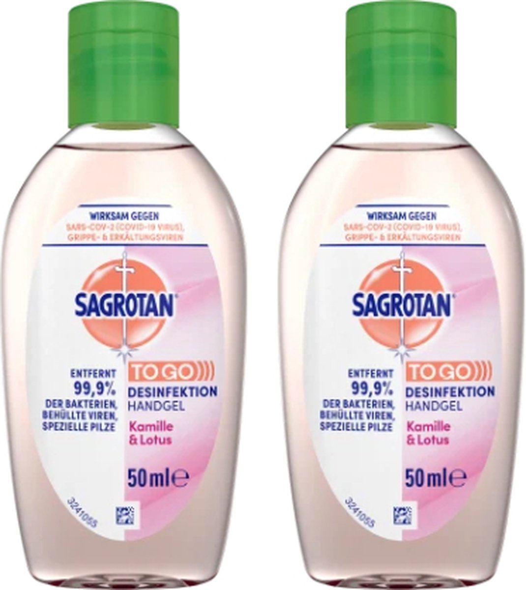 Goedkoopste Sagrotan Desinfectie Handgel | 2x 50 ml - Kamille & Lotus Desinfectiemiddel - Pocketformaat Handgel | Set van 2 Flesjes Desinfectiegel