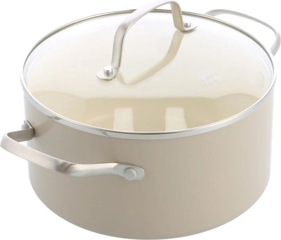 GreenChef Nordics Crème Kookpan met deksel 18cm/2.1L – inductiegeschikt – alle warmtebronnen – ovenbestendig tot 160°C – keramische anti-aanbaklaag – PFAS-vrij
