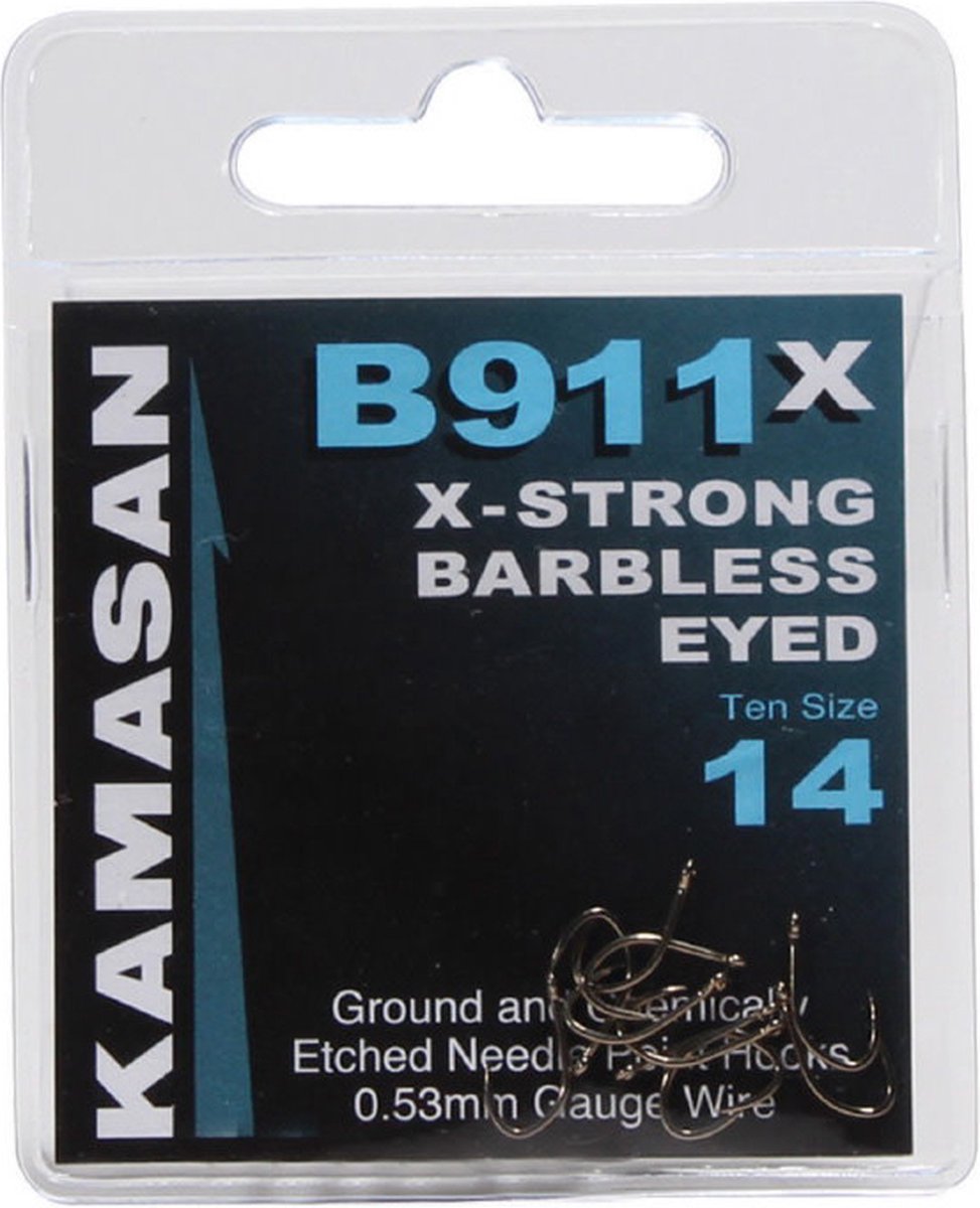 Kamasan B911X X-Strong Barbless Eyed (10 pcs) - Maat : 18