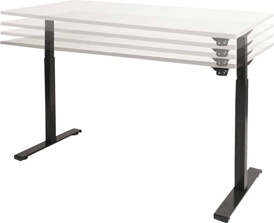 Dextro basic zit/sta 180x80cm, electrisch hoogte verstelbare werkplek, T-poot frame. Blad Honey Castello