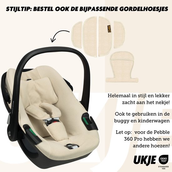 Bambiniwelt Vervangende hoes voor Maxi-Cosi Pebble 5-delig, overtrek voor babyzitje, complete set, lichtgroen met stippen XX