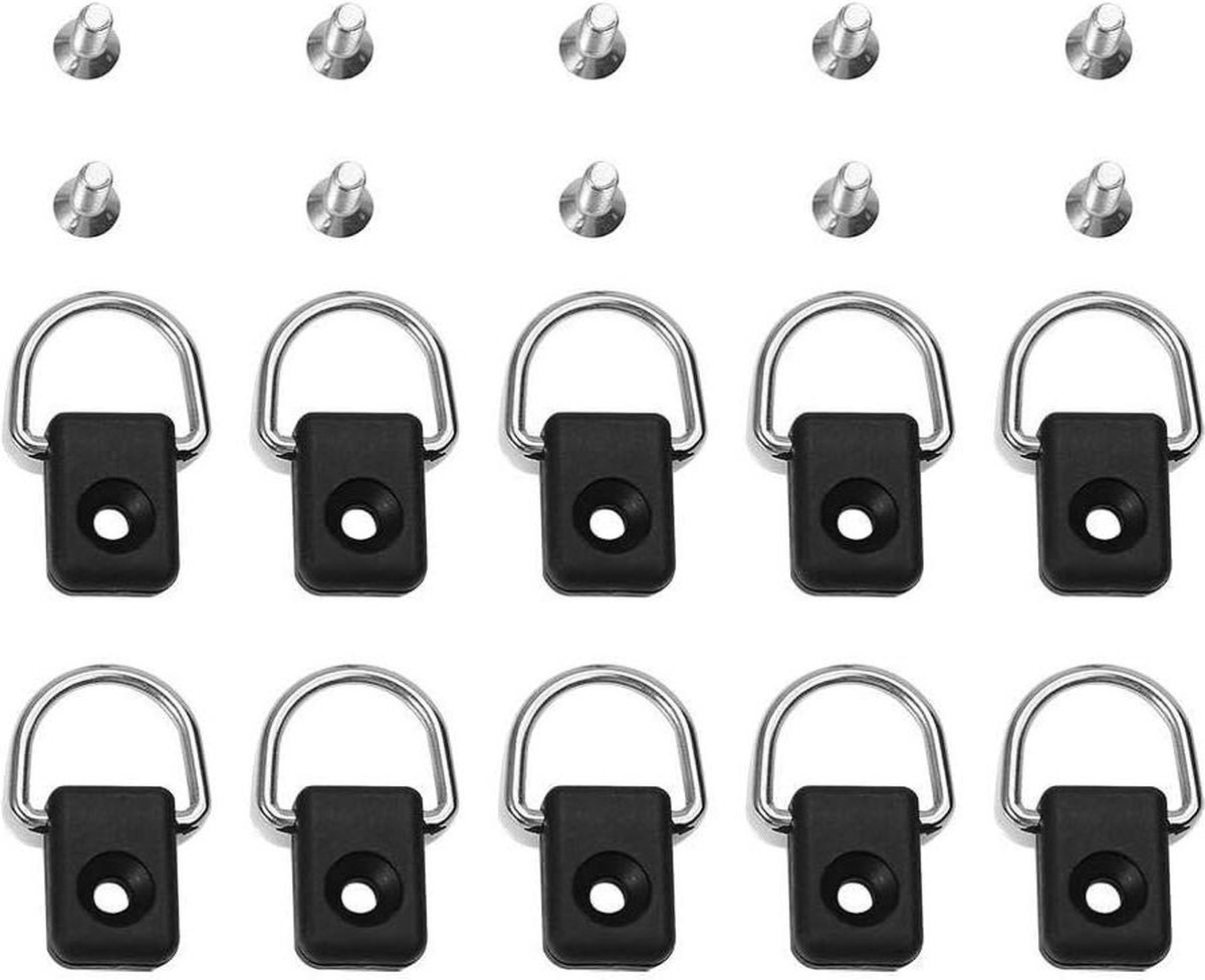 Goedkoopste 10 stuks zwarte ringen voor vissen - licht kanoën kajak vis D-ring - met M6-schroeven - voor Bungee Boot accessoires