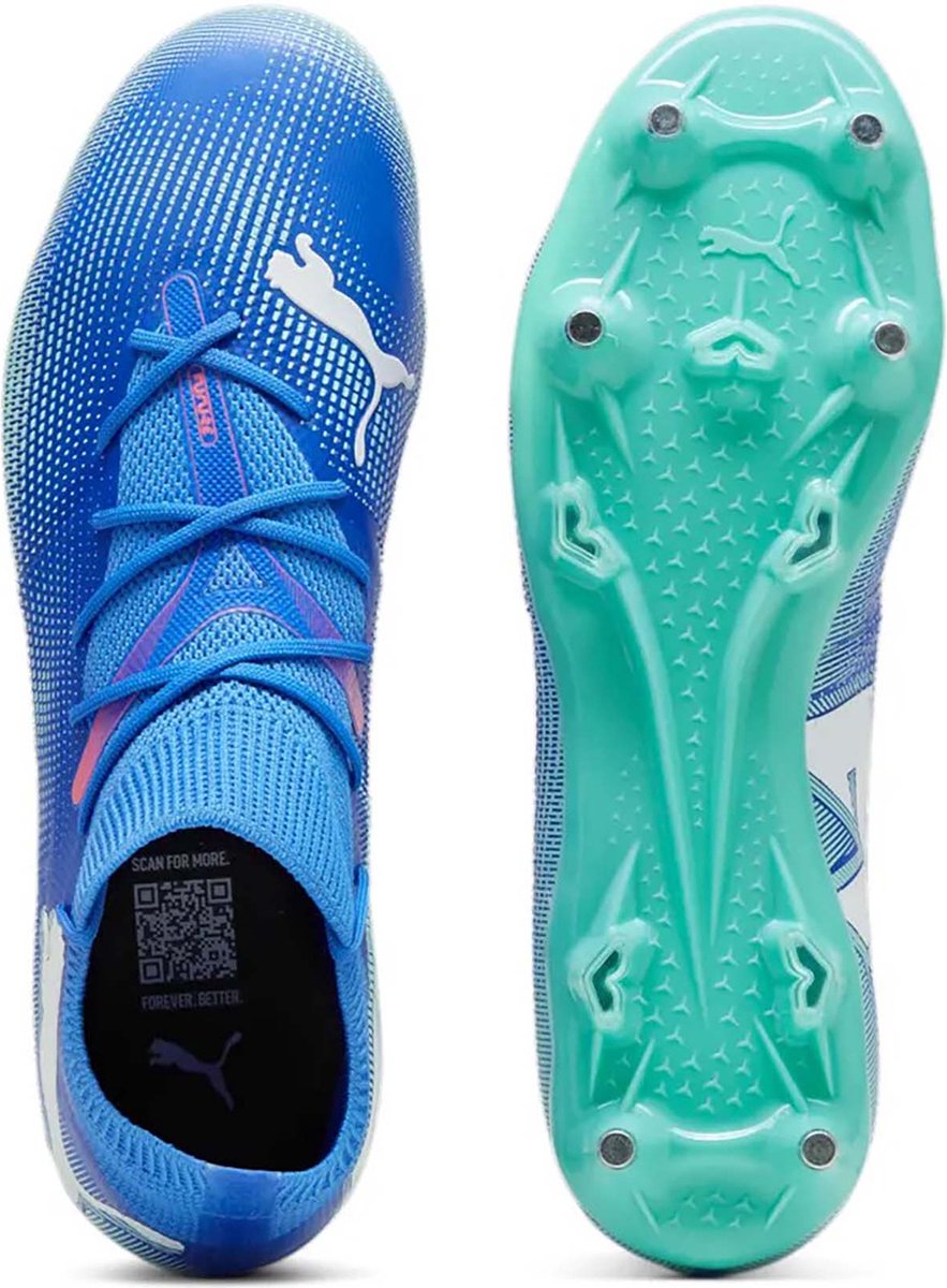 PUMA Future 7 Match MXSG - Maat 42 - Voetbalschoenen - Bluemazing / White / Electric Peppermint - Ijzeren Nop