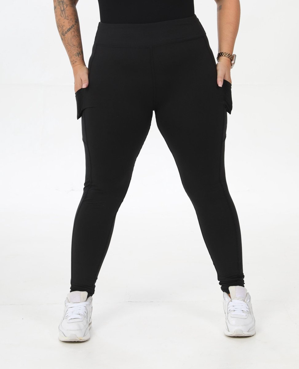 Legging grote maat zwart 54-56 met zakjes Pamela Mann