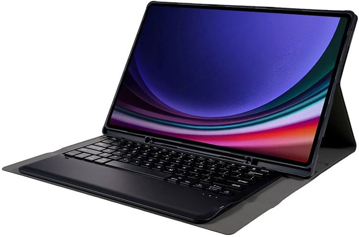 Mobigear Tablethoes geschikt voor Samsung Galaxy Tab S10 Ultra Hoes | Mobigear Keys QWERTY Bluetooth Toetsenbord Bookcase + Stylus Houder - Zwart