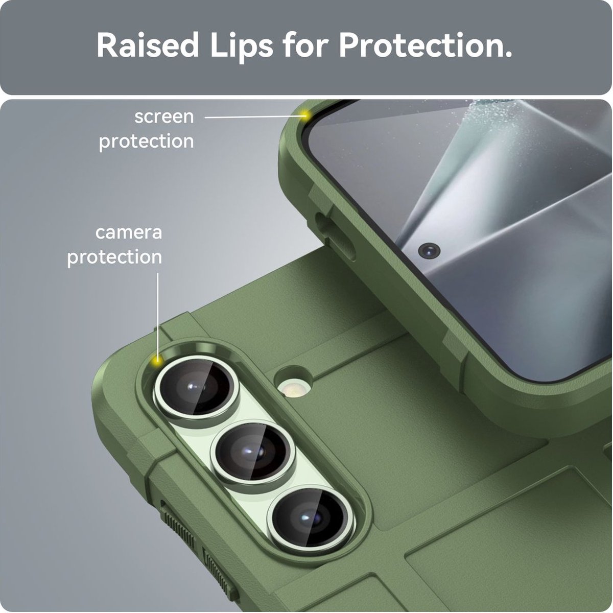 Mobigear Hoesje geschikt voor Samsung Galaxy S24 FE Telefoonhoesje Flexibel TPU | Mobigear Rugged Shield Backcover Shockproof | Schokbestendig Galaxy S24 FE Telefoonhoesje | Anti Shock Proof - Groen
