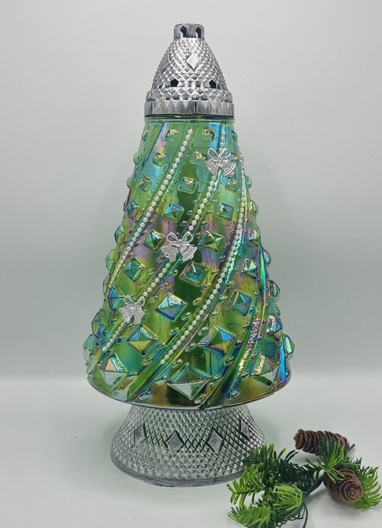 Herdenkingslicht - R122a - Kerstboom - Kerstbel - Zilver - Kerst - Grafkaars – Graflicht – Graflantaarn – Grafdecoratie - Windlicht