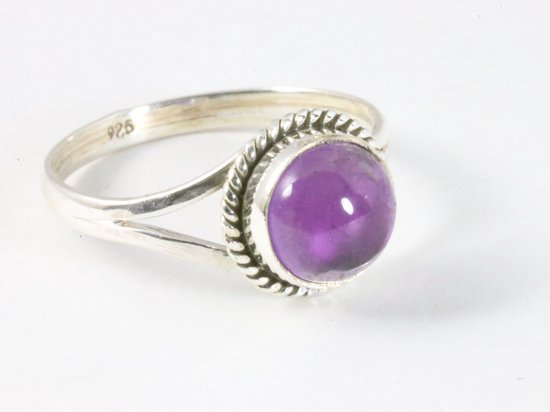 Bague En Argent Massif 925 Avec Améthyste 16 Carats - Taille 55 - Ovale Surélevée - Neuf Avec étiquettes