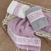 Ecocotton Bloomy Keukendoeken Vaatdoek Set 30 * 50 Lila-Wit-Grijs