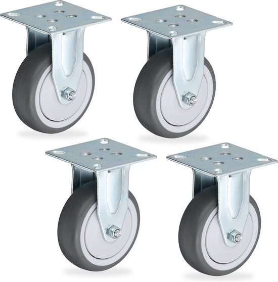 Relaxdays meubelwielen set van 4 125 mm max. 480 kg geluiddempend zwaarlast Relaxdays meubelwielen set van 4 125 mm max. 480 kg geluiddempend zwaarlast