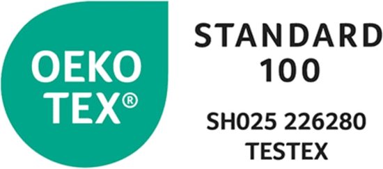 Oeko-Tex Standard 100 label met certificeringsnummer SH025 226280.
