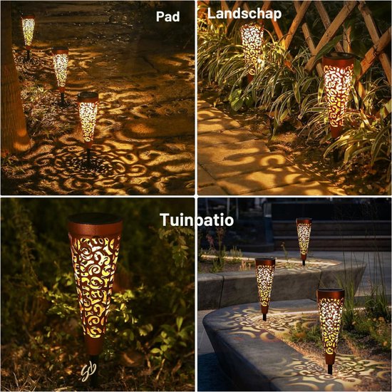 Solar Lights for Outdoor, 4 Pieces Solar Lights for Outdoor Garden IP65 Waterproof, Bonsery Warm White LED Solar Garden Lights Balcony Patio Lawn Decoration