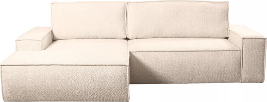 Vente-unique Hoekslaapbank van teddy stof - Beige - Hoek links - AMELIA van PASCAL MORABITO L 267 cm x H 85 cm x D 167 cm