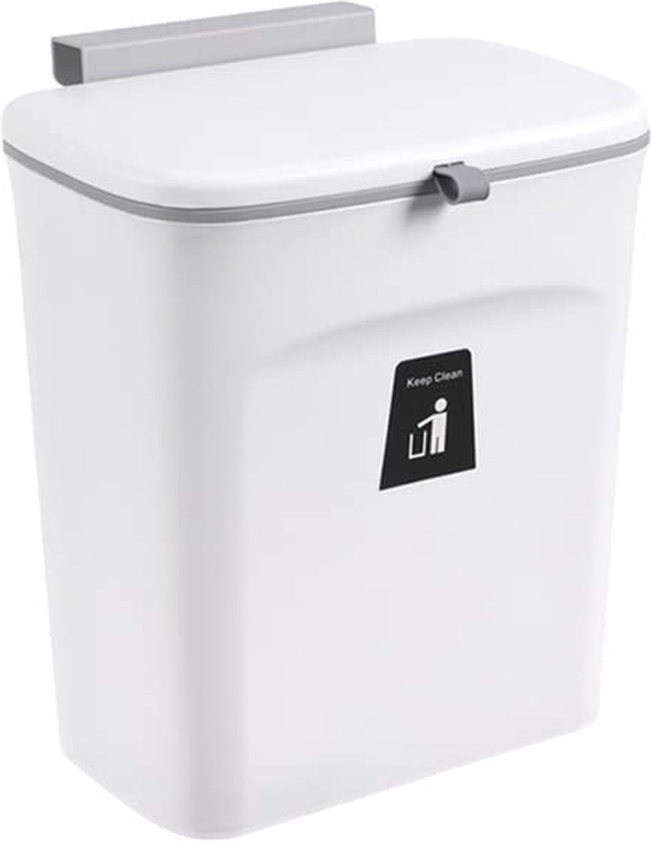 Goedkoopste Hanging Trash Can 9 Liter - Wall Mounted, Odor Proof, Small Waste Bin for Kitchen, Bathroom, RV