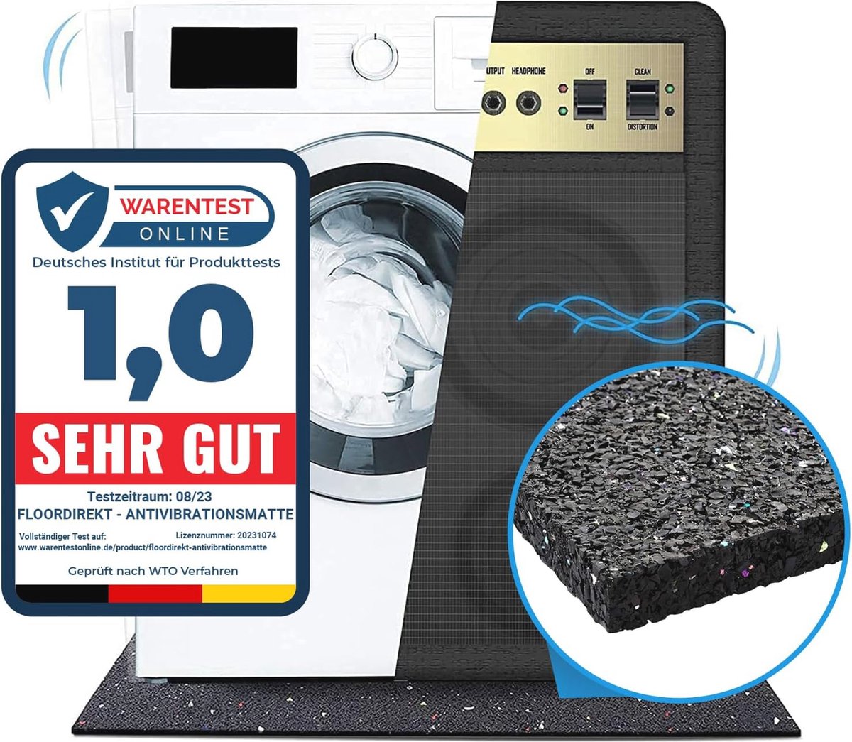 Premium Antivibratiematten voor Wasmachines, Droger en Fitnessapparaten - Antislip Rubbergranulaat | 60 x 60 x 1 cm