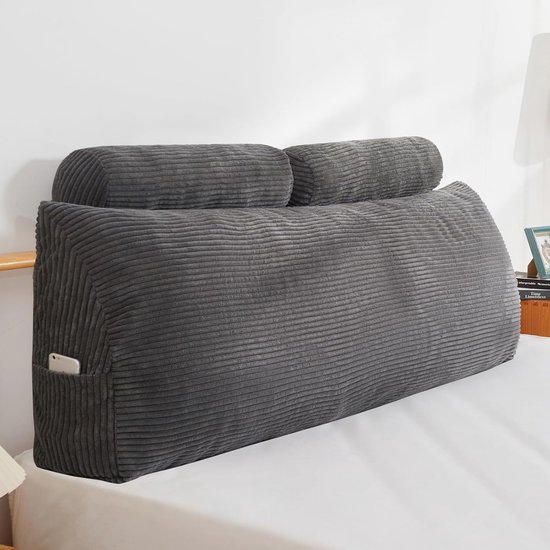 Q-Living Leeskussen - Voor in bed & op de bank - Fluweel grijs - 2-delig