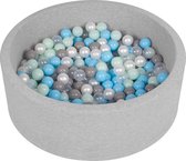 Piscine à balles Selonis piscine à balles pour bébé enfant 90x30cm/200 balles ronde, gris clair : nacre/gris/transparent/bleu bébé/minze