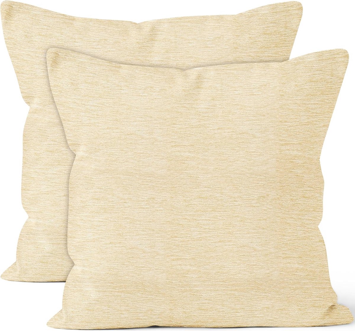 Decoratieve Kussenslopen Set 40x40 cm - Crème Chenille met Luxe Textuur