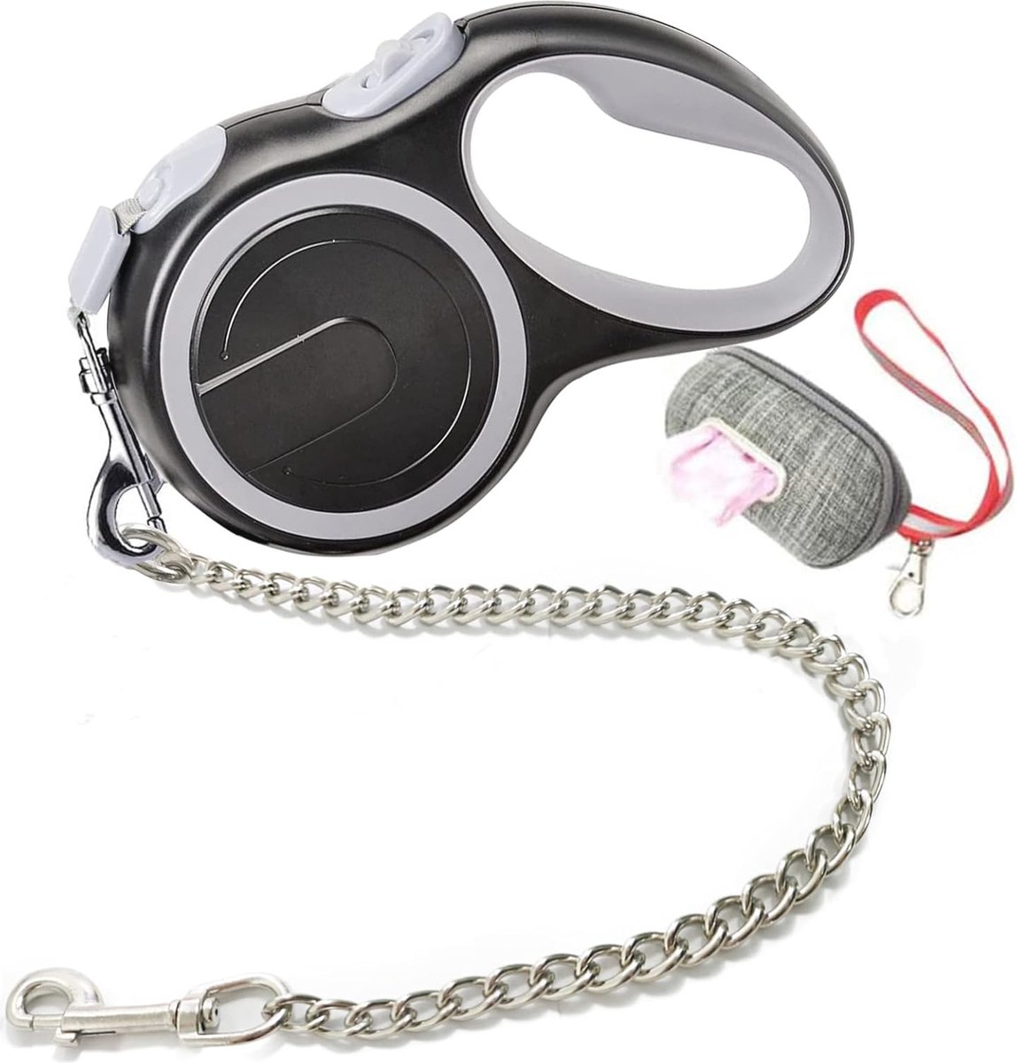 Intrekbare hondenriem 8m nylon met kauwbestendige ketting voor middelgrote en grote honden