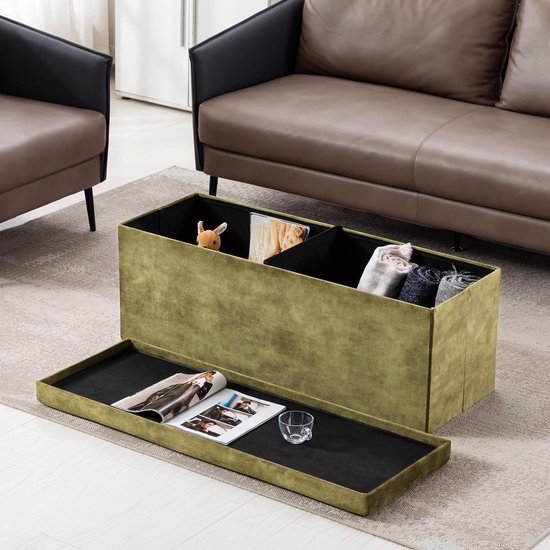 Bonlife Luxe Opgevouwen Fluwelen Opberger Borstkruk Voetenbank Hal Schoenenkast Slaapkamer Paars 110x40x40cm