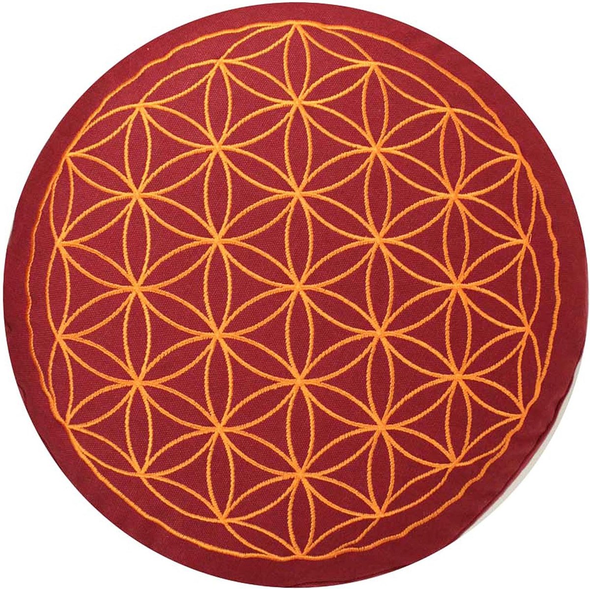Stunq® Bloem des Levens Meditatie/Yoga Kussen met Borduurwerk 33x15 cm (Verhoogde Zitpositie voor Beginner/Gevorderd) Gevuld met Speltkaf, Hoes en tijk 100% katoen