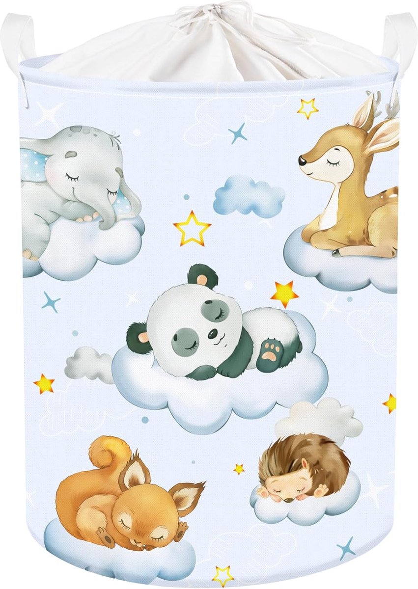 Goedkoopste 45 l, blauw slapende dieren, jongens meisjes, wasmand, beer, olifant, vos, rond, speelgoed, kleding, opbergmand voor kinderkamer, 36 x 45 cm