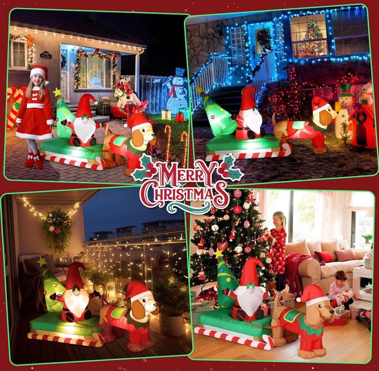 Opblaasbare Kerstman 244 Cm XXL Met LED - Buiten Kerstdecoratie Tuin Met Licht