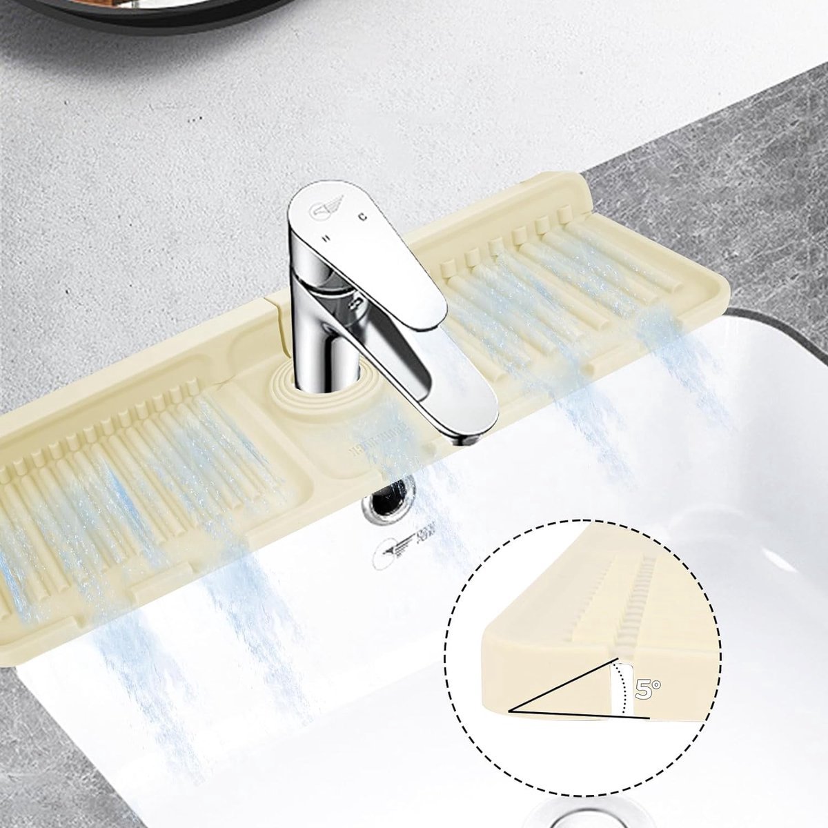 Siliconen waterkraan, mat, keukenarmatuur-spoelbak-spatbescherming, siliconen waterkraan, druppelbak voor keuken, badkamer, werkblad beschermen