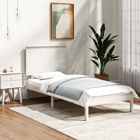 Massief zwevend beukenhouten bed met afgeronde hoeken | Groningen - Massief Houten Bed