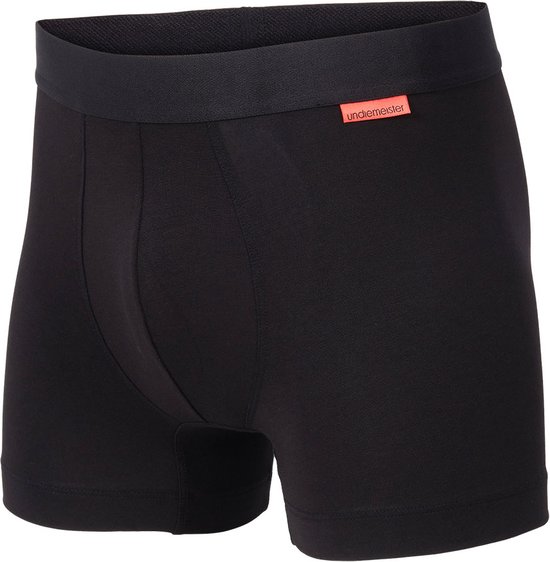 Zwarte boxer met een oranje label van Undiemeister. Met brede tailleband en contournaden.