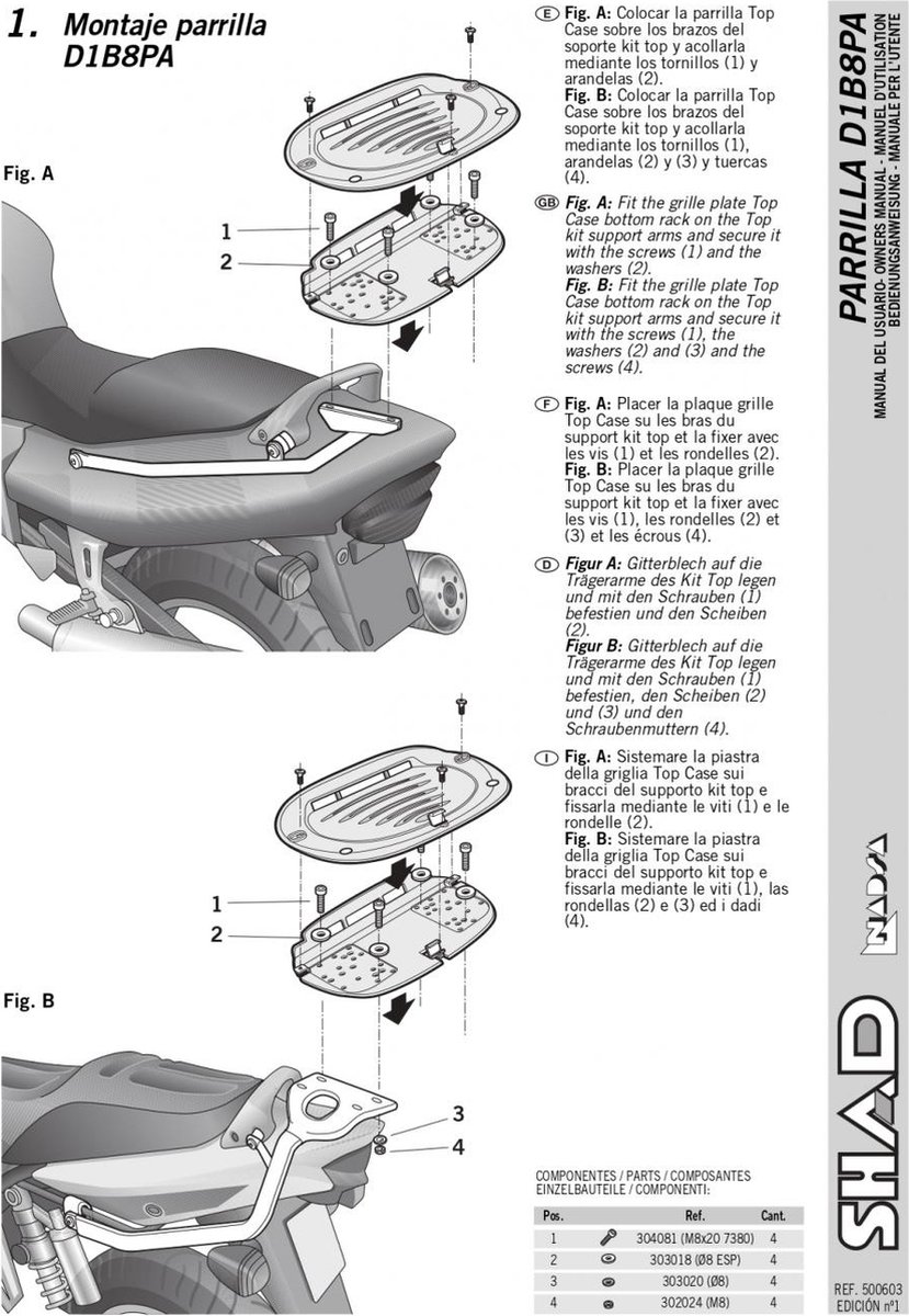 Support de top case Shad pour ULM Suzuki 650 GSF S 2005 à 2017 Neuf