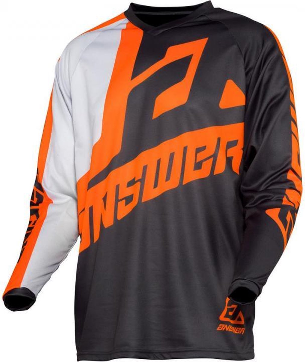 Maillot tee shirt pour moto cross Taille L noir orange Answer Syncron Voyd Charcoal