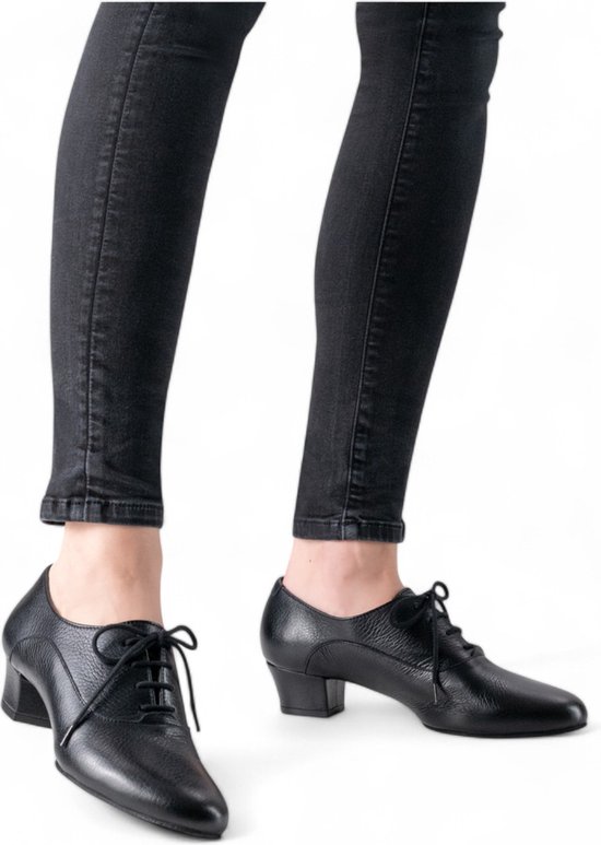 Chaussure de danse Trainer pour Femme - Werner Kern Runa - Convient aux cours de danse intensifs - Semelle fendue - Talon confortable de 3,5 cm - Cuir souple - Latin, Salon, Salsa - Werner Kern - Zwart - 34,5