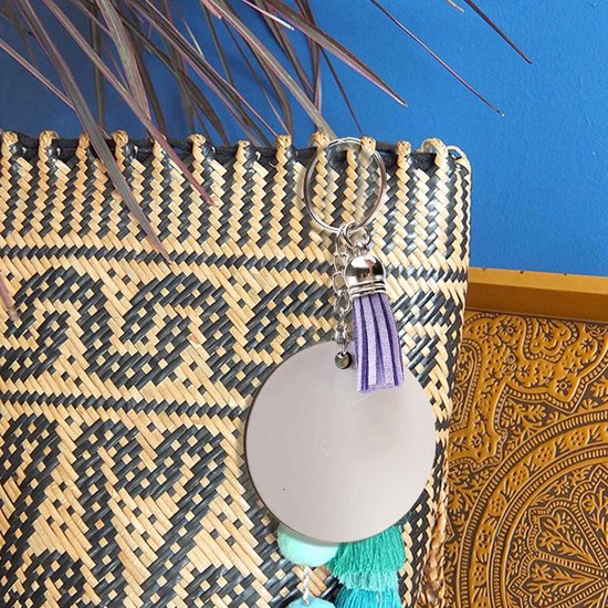 Allazone 40 stuks sublimatie blanco sleutelhangers, rond en vierkant, voor warmteoverdracht, dubbelzijdig voor warmteoverdracht, doe-het-zelf knutselbenodigdheden, niet-metaal