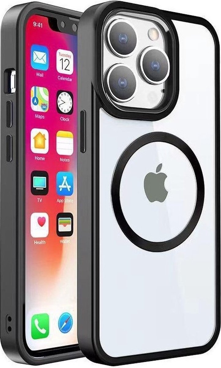 Cityhoesje - iPhone 14 Pro - Backcover - Magsafe - Transparant Zwart