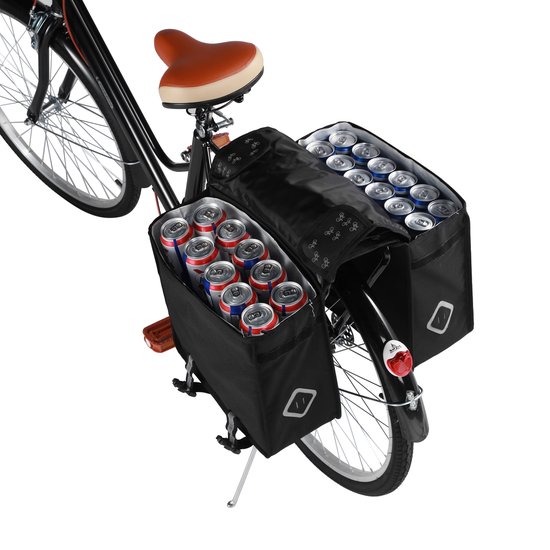 Packaway Dubbele Fietstassen - Uitneembare koelzak- Waterdicht-Fietspatroon-36L-Zwart — afbeelding 2