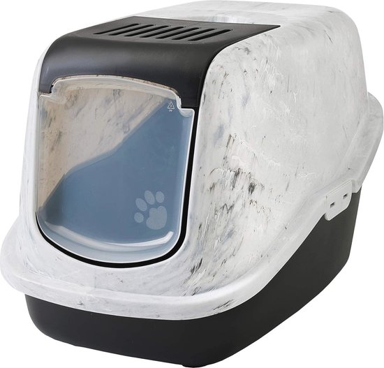 PETGARD Sofia Close Kattentoilet met instap, met kap en filter, huisdierentoilet, 58 x 39 x 56 cm, grijs