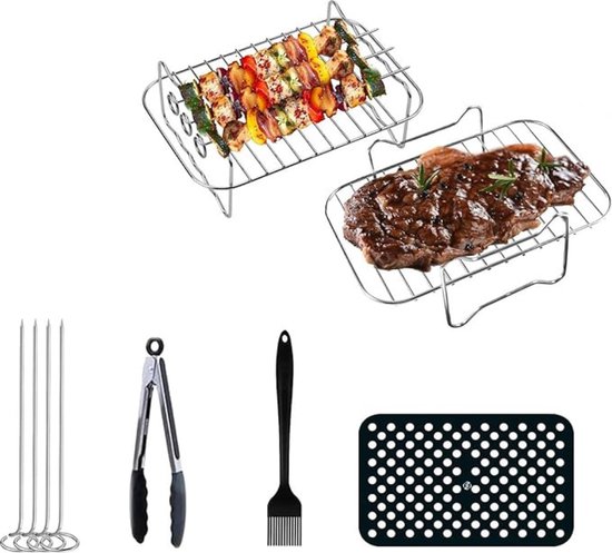 Airfryer Accessoires Set voor Airfryer Pans Airfryer Accessoires Set Hittebestendig Gemakkelijk Te Reinigen Roestvrij Staal voor Airfryer Accessoires voor Thuis Keuken Restaurant Airfryer (16cm