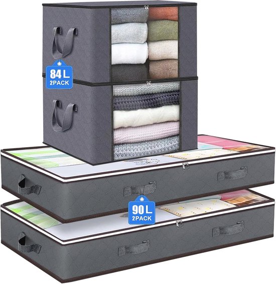 Famanu 3-pack opbergzakken voor onder het bed met deksel, opbergdozen
