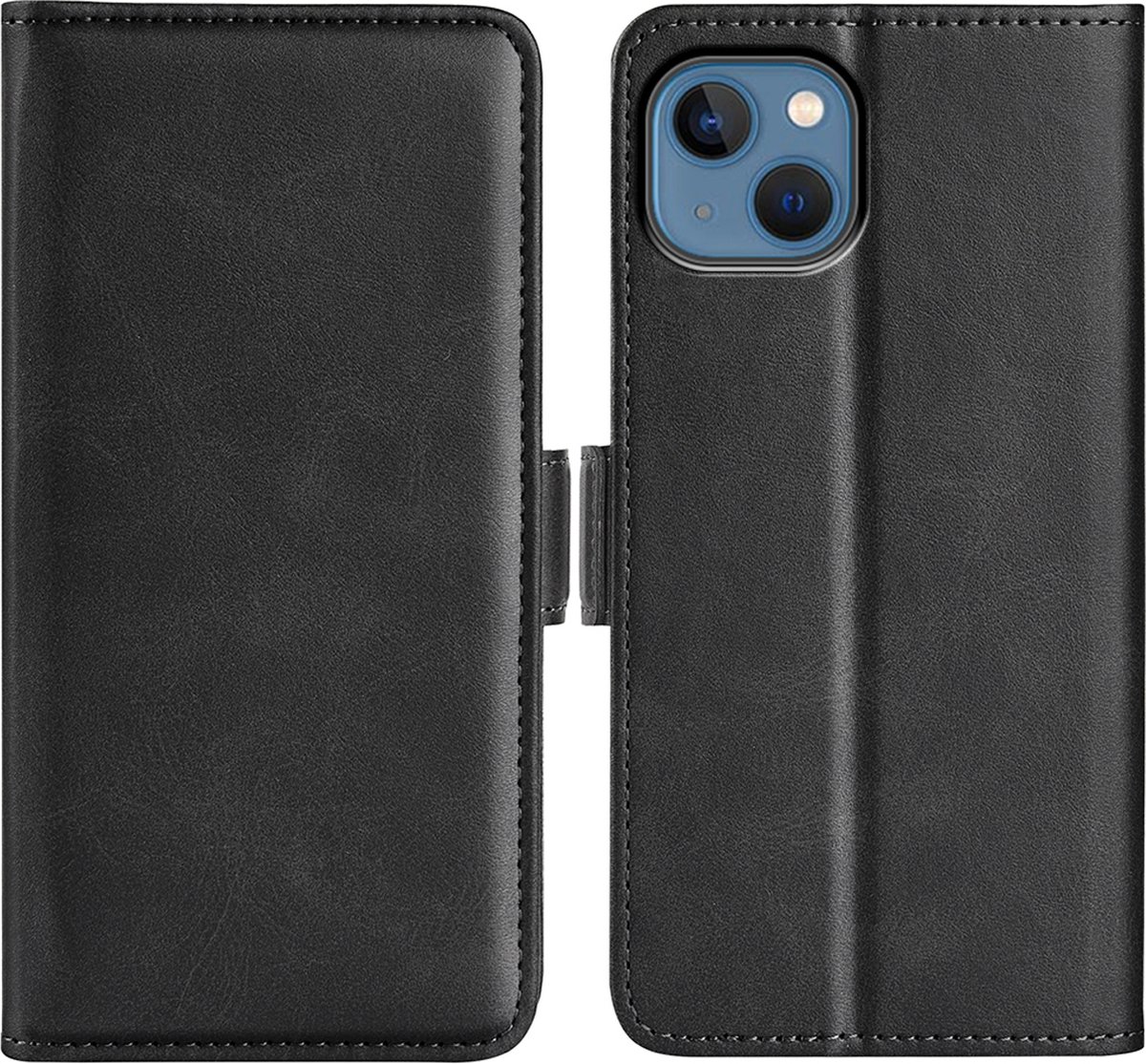 MobyDefend Hoesje - Geschikt voor iPhone 14 - Luxe Wallet Book Case (Sluiting Zijkant) - Zwart