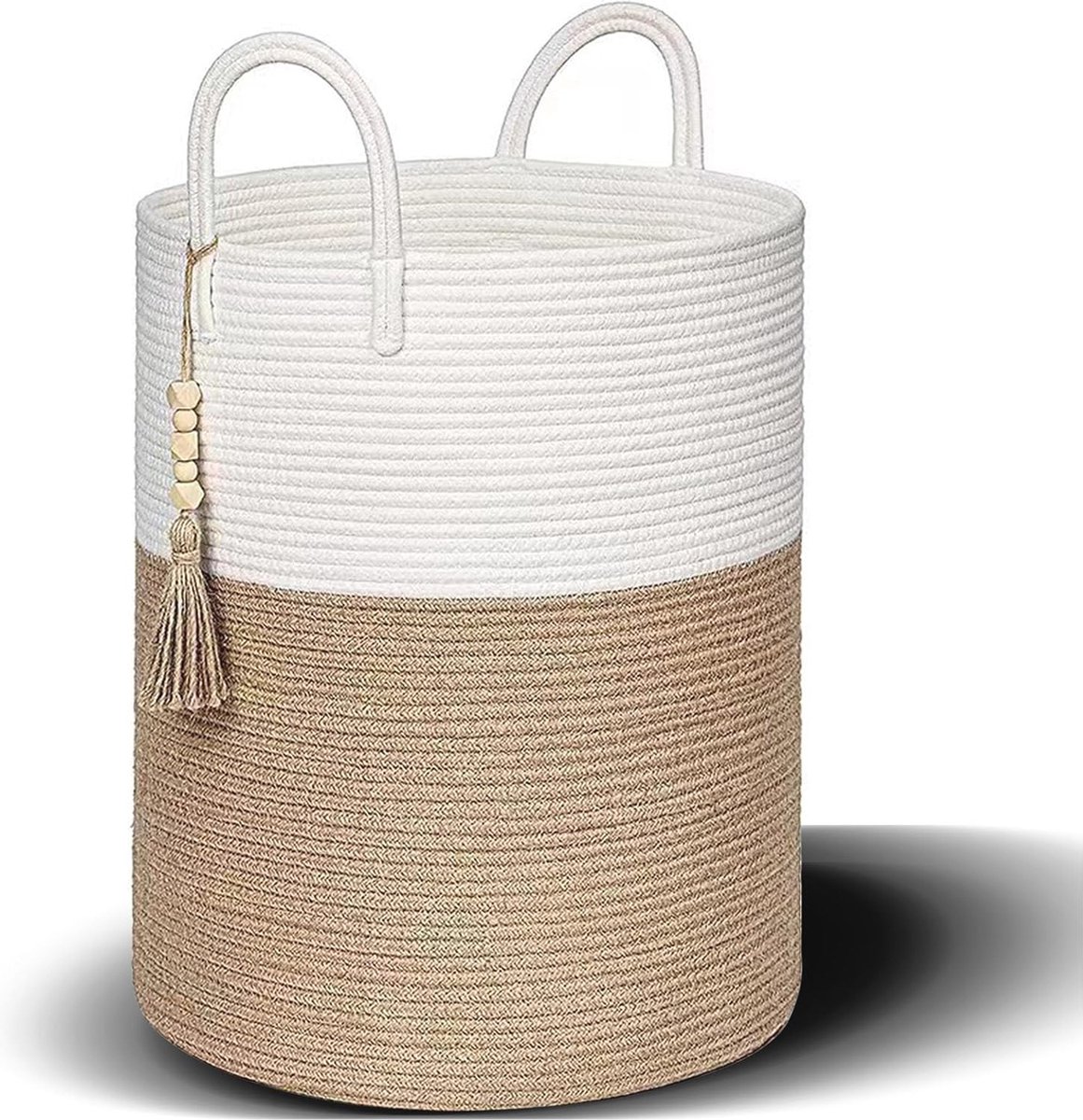 Goedkoopste Gevlochten Wasmand 38 x 50 cm - Extra Grote Opbergmand voor Kleding en Dekens - Stijlvolle Opberger voor Woonkamer en Kinderkamer - 58L