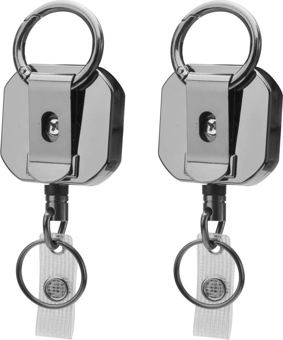 Uitschuifbare sleutelhangers, 4 stuks, kaarthouder, karabijnhaak, sleutelhanger met kaarthouder, jojo voor kaarthouder, ID-kaart, sleutel, USB-geheugenkaart