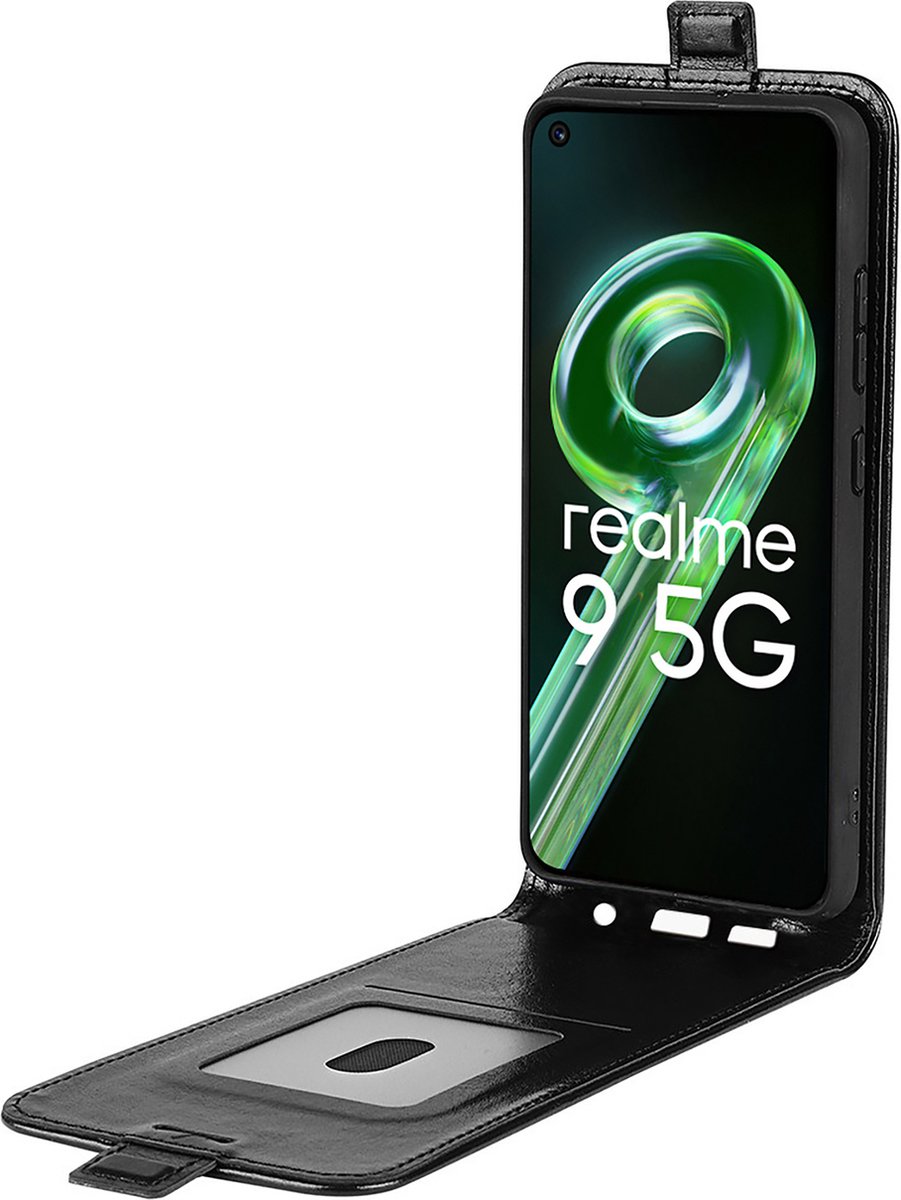 Cazy hoesje geschikt voor Realme 9 5G - Flip Case met Pasjeshouder - Zwart