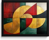 Poster in lijst - Fotolijst 40x30 cm - Posters - Abstract - Kerst - Goud - Rood - Groen - Posterlijst zwart - Decoratie - Wanddecoratie woonkamer - Kerstdecoratie voor binnen - Kerstversiering - Kerstmis versiering in huis - Kerstaccessoires
