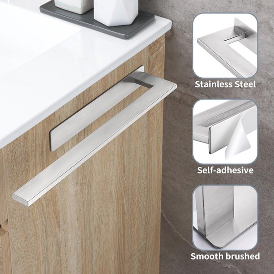 Handdoekhouder zonder boren - Zelfklevende Handdoekstang van Roestvrij Staal voor Badkamer - Modern en Ruimtebesparend Ontwerp — afbeelding 2