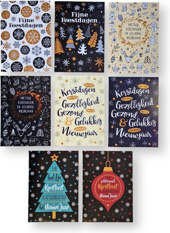 20 Luxe Kerst- en Nieuwjaarskaarten 2 x 10 dubbele kaarten met enveloppen - serie Oude Meesters
