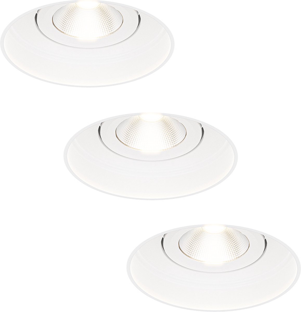 HOFTRONIC Lugo LED inbouwspots trimless – 3 stuks 5 watt 450 lumen – dimbaar kantelbaar – wit aluminium – IP65 – inbouwspot badkamer keuken woonkamer buiten
